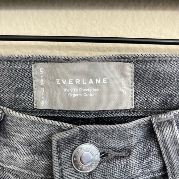Everlane The '90s Cheeky High-Rise Button-Fly Cropped Denim Jeans Acid Grey 25 - Picture 8 of 15